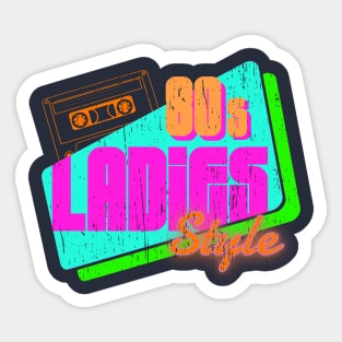 80s Ladies eighties vintage retro neon colors distressed Sticker